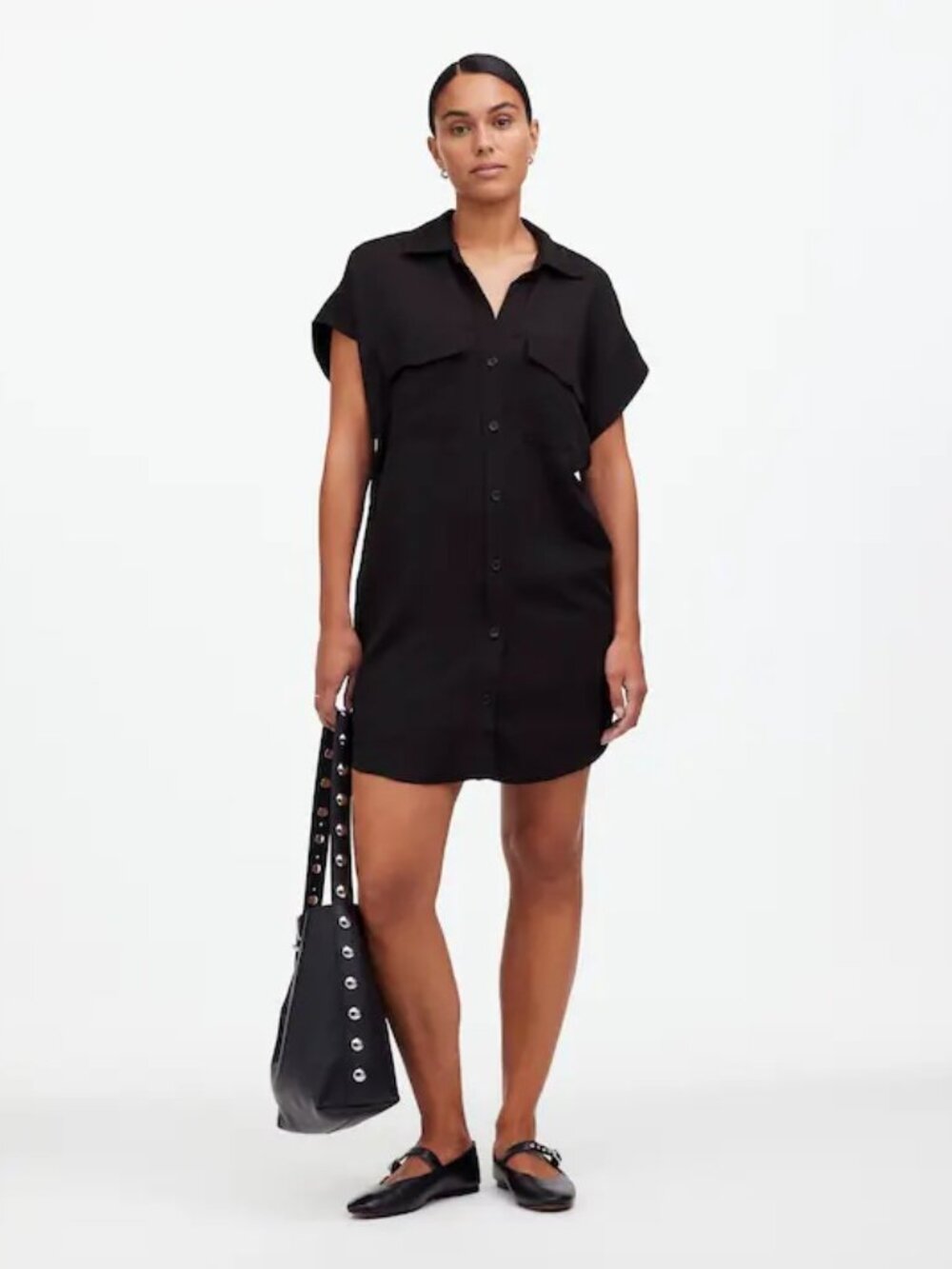 Madewell Utility Button-Front Women's Linen Blend Mini Dress Size Small